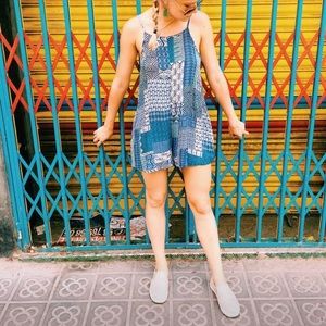 Blue Lush patterned romper